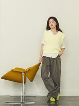 ALARM ONE TUCK BELTED DYEING PANTS BROWN_WOMAN