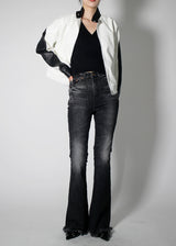 レイシングカラーマッチングレザージャケット / Racing color matching leather jacket (2color)