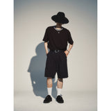 ニットカラーラウンドTシャツ / KNITTING COLLAR ROUND T-SHIRT_BK