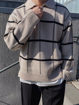 87 Check Half Zip Up Collar Knit (3color)