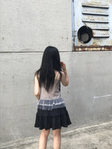 モリガールコルセットパンチングフリルレーススリーブレス