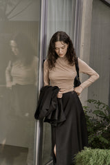 ドレープジャージートップス/DRAPE JERSEY TOP_BEIGE