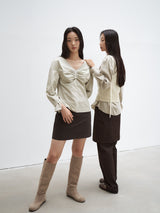 PINTUCK POINT BLOUSE [ MINT GRAY ]