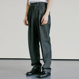 デニムワイドカーブフィット2タックスラックス / DENIM WIDE CURVE FIT TWO TUCK SLACKS BLACK
