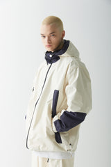 ウィンドブレーカーフーデッドリバーシブルジャケット/BSR2223FWJK036 TWAN WINDBREAKER HOODED REVERSIBLE JACKET CREAM/BLACK