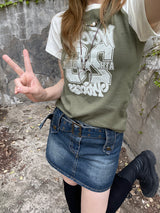ビンテージナンバープリントラグランTシャツ