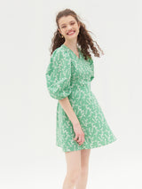 PUFF SLEEVES V NECK ONEPIECE_LIGHT GREEN (6580887519350)