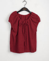 Shaka Ribbon Shirring Boucle Knit T-shirt
