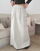 Minto zipper pocket cargo training back-open banding long skirt