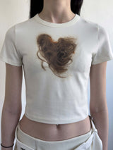 ハートヘアTシャツ / Heart Hair Tee IVORY