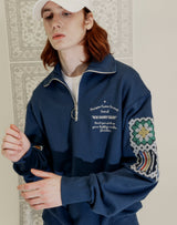 GRANNY SQUARE HALF ZIP UP SWEATSHIRT NAVY (6691434201206)