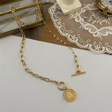 エリザべサンコイントグルバーチェーンシンプルネックレス / al Elizabethan coin toggle bar chain simple necklace