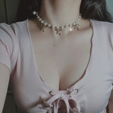 3 Ribbons Pearl Choker Necklace - Gold Color (Kep1er Mashiro Necklace)