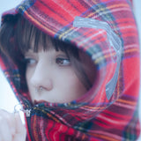 ピストルチェックバラクラバ/1 5 pistol check balaclava - RED