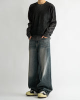 Vintage brush blue denim pants