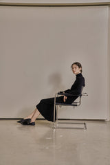 アンバランスニットドレス/UNBALANCED KNIT DRESS_BLACK