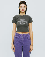 レンタルフォレストタイポクロップTシャツ/RENTAL FOREST TYPO CROP TSHIRT-CHARCOAL
