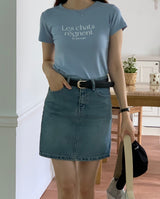 ルシャレタリングＴシャツ / LES CHATS LETTERING T-SHIRTS SKY BLUE