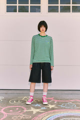 KIRSH X MISAKI KAWAI ARTWORK STRIPE T-SHIRT [GREEN]