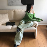 キリプサイドピンタックバルーンフィットビンテージウォッシュドワイドデニムパンツ