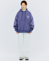 バックスプレータイポフーディー/BACK SPRAY TYPO HOODIE-PURPLE