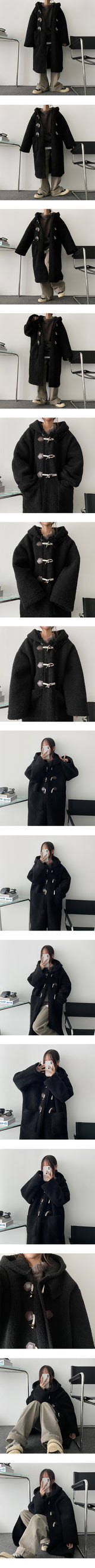 Mying Soft Wool Hooded Tteokbokki Long Coat
