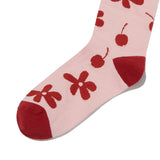 チェリープラネットパターンソックス / CHERRY PLANT PATTERN SOCKS [RED]