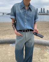 グラデーションデニムショートスリーブシャツ / GM Western Gradation Denim Short-Sleeved Shirt (M ~ L)