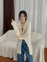 ロングダメージカーディガン / Long Damage Cardigan (3color)