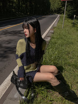 ダフィーVストライプロングニット