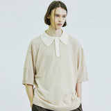 バウクルサンデイジーカラーハーフニット / BOUCLE SUNDAISY COLLAR HALF KNIT BEIGE