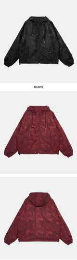 Camouflage Hooded Zip-Up Windbreaker