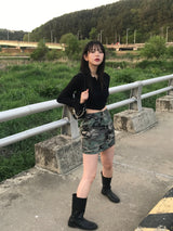 Military cargo mini skirt