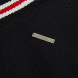 V-neck Cropped Sweat Shirt [BLACK] (6618780860534)