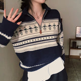 [2 colors] Nordic Raglan Half Zip-Up Knitwear