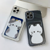 White Sketch Some Cat Card Storage Phone Case