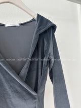 May Velvet Hooded Wrap T-shirt