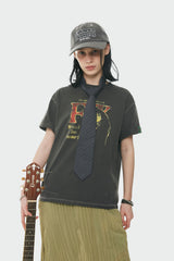 デンジャラズマイキャットTシャツ / Dangerous my cat t-shirts (washed charcoal)