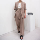 SI ハイウエストフレアベルトスラックス / SI High Waist Flare Belt Slacks (2 colors)