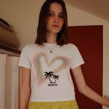 ハートパームツリークロップT / HEART PALM TREE CROP TEE_WHITE