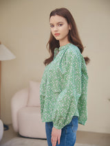 HENRY NECK SHIRRING BLOUSE_GREEN (6638369013878)