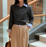 [BELLIDE MADE]Moment rag and raglan cropped knitwear