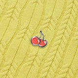 スモールチェリーケーブルクロップニット／SMALL CHERRY CABLE CROP KNIT [LIME]