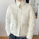 Sizen zipper pocket collar short padded coat