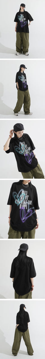 ハートスプレーオーバーフィットTシャツ