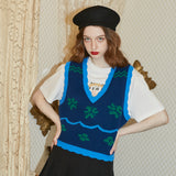 Flower Pattern Merino Wool Knit Vest (Green) (6681252626550)