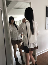 Shaka Ribbon Shirring Boucle Knit T-shirt