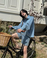 クロップデニムシャツ / crop denim shirt
