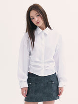 Leona shirring shirts WHITE