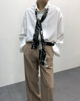 MO マーベルスカーフアイレットシャツ / MO Marvel Scarf Eyelet Shirt (3 colors)